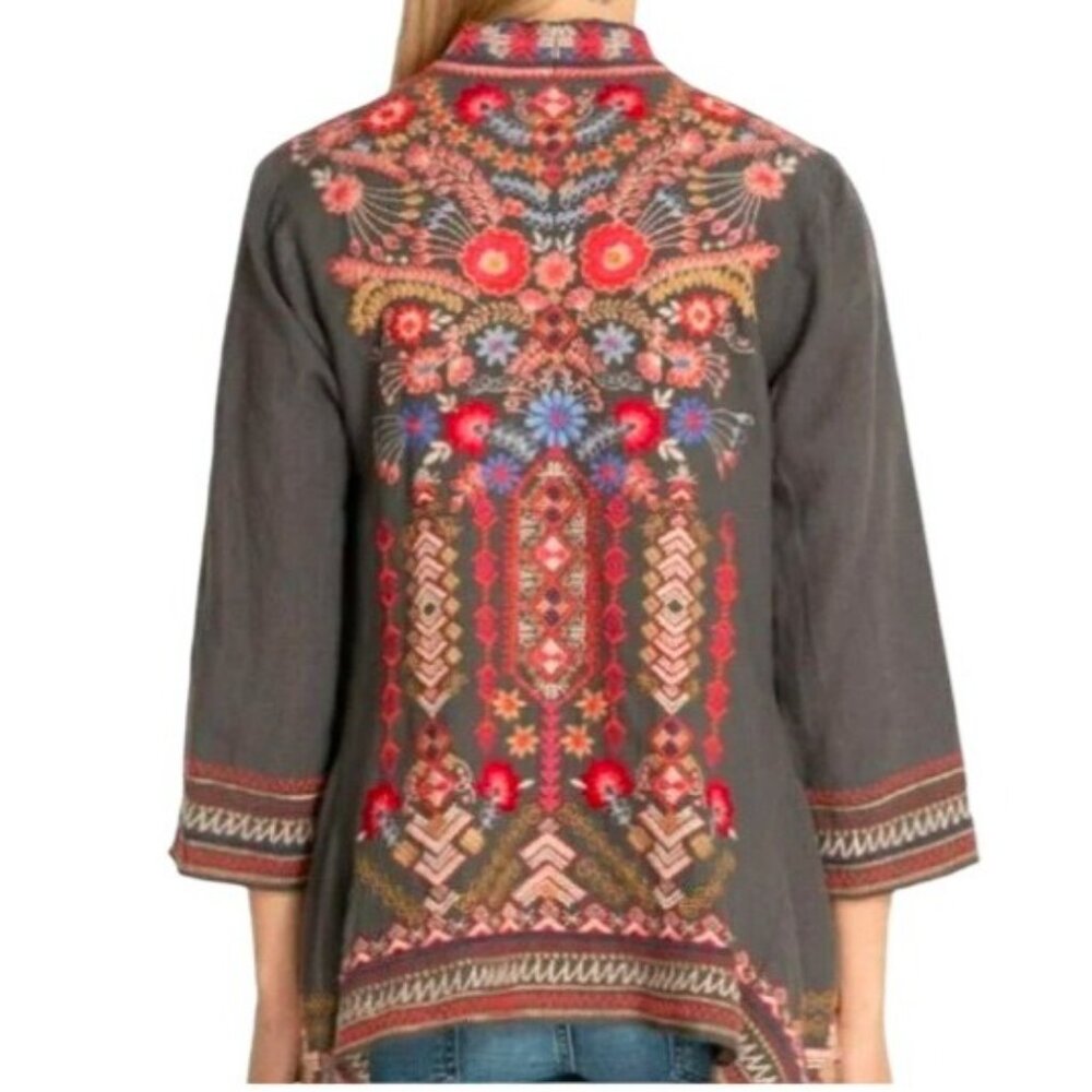 Johnny Was Women’s XL Frederique Draped Cardigan Embroidery Linen Blend - Picture 2 of 16